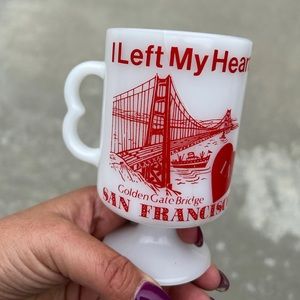 Milk Glass Mug with heart shaped handle
I left my heart in San Francisco